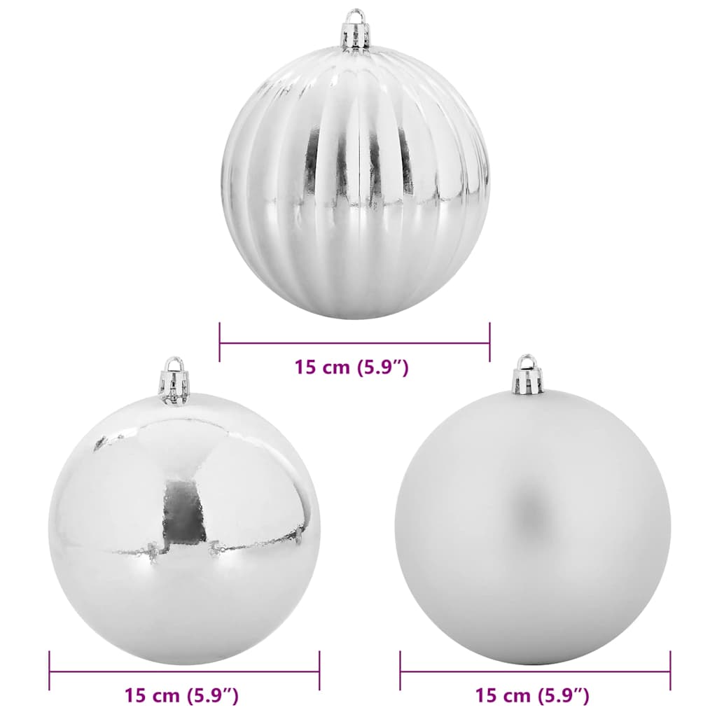 Christmas Bauble Set 9 pcs Silver Plastic
