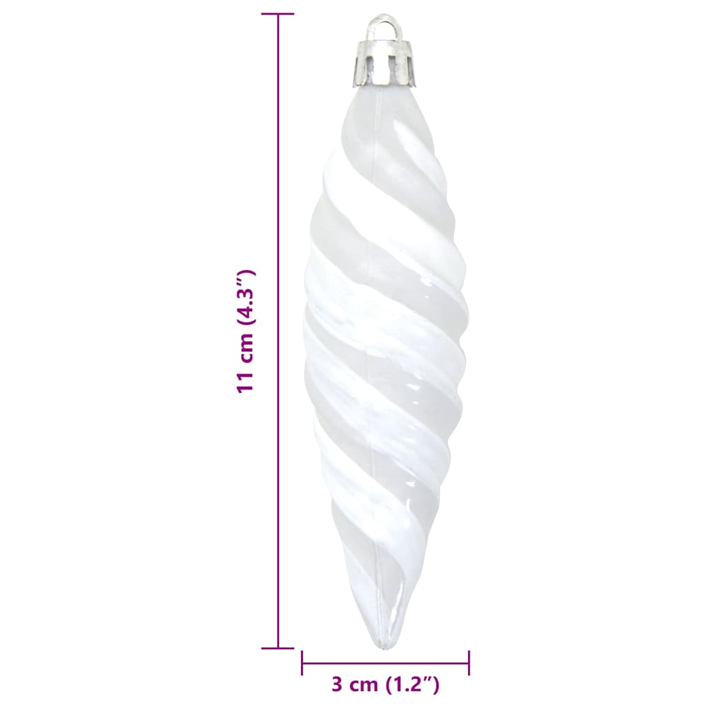 Christmas Spiral Shape Ball 40 pcs White Plastic
