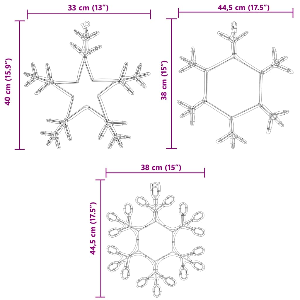 Christmas Snowflake with 252 LEDs Warm White 45 x 38 cm PVC