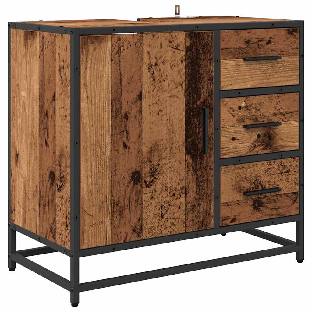 Bathroom Furniture Set with Door 2 pcs Old wood 65 x 33 x 60 cm