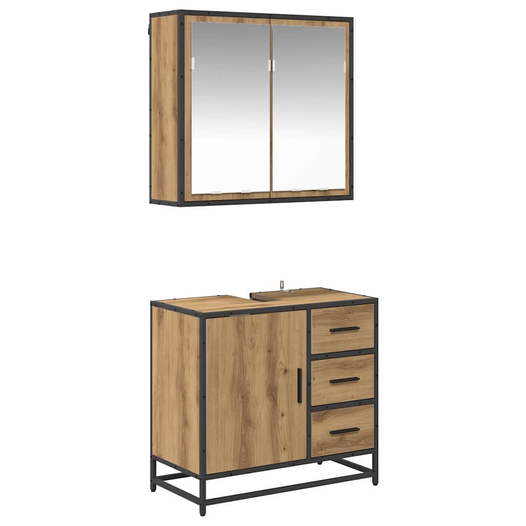 Bathroom Furniture Set 2 pcs Artisan oak 65 x 33 x 60 cm