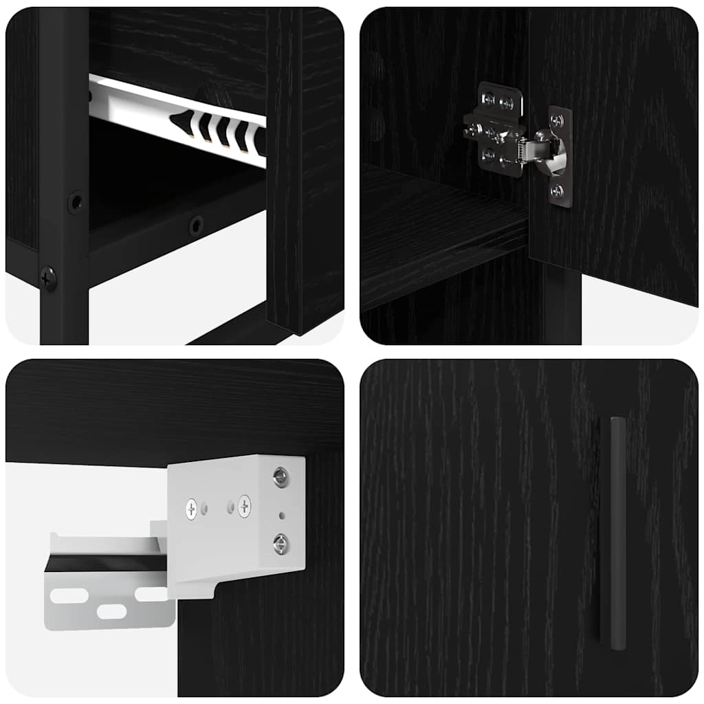 Bathroom Furniture Set 3 pcs Black Oak Engineered Wood