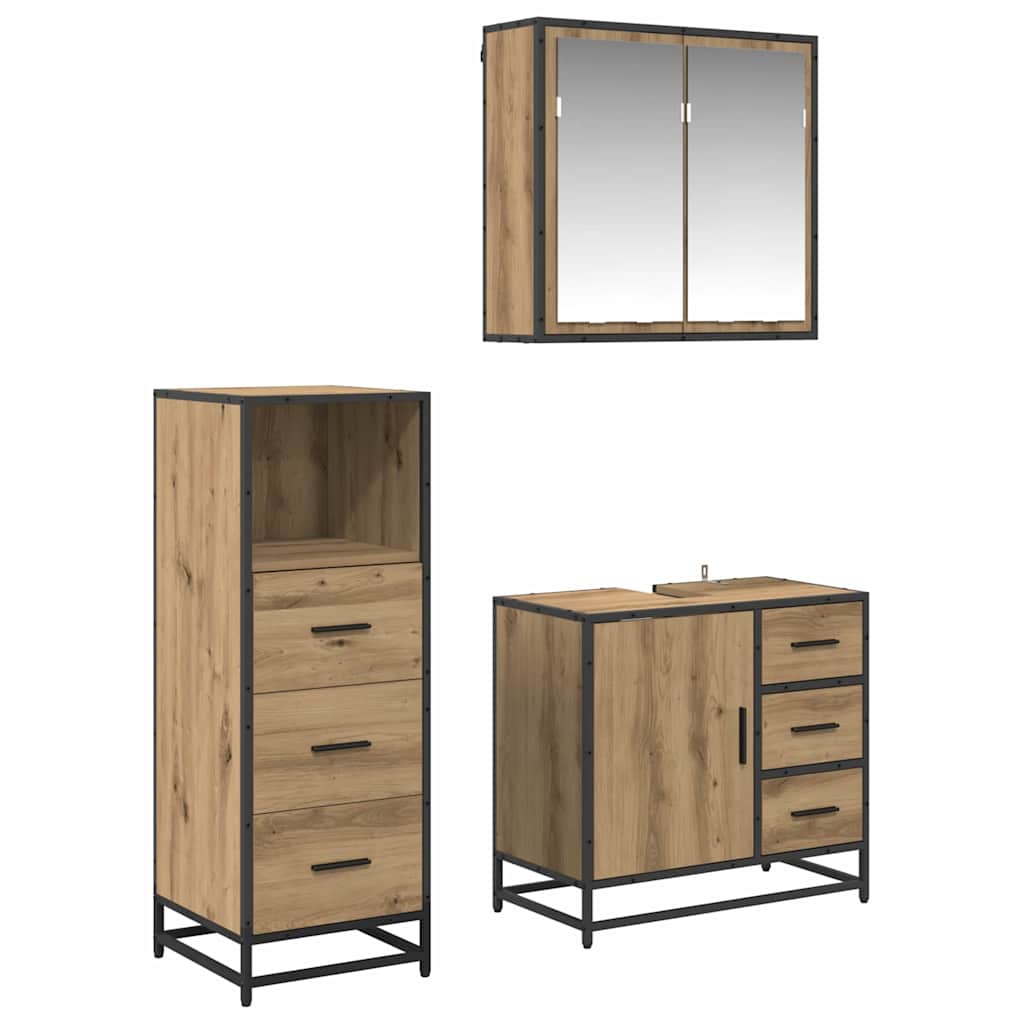 Bathroom Furniture Set 3 pcs Artisan oak 35 x 37.5 x 100 cm