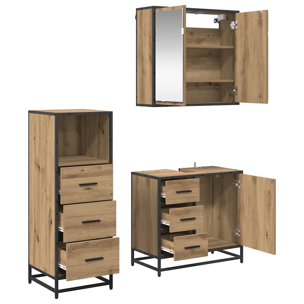 Bathroom Furniture Set 3 pcs Artisan oak 35 x 37.5 x 100 cm