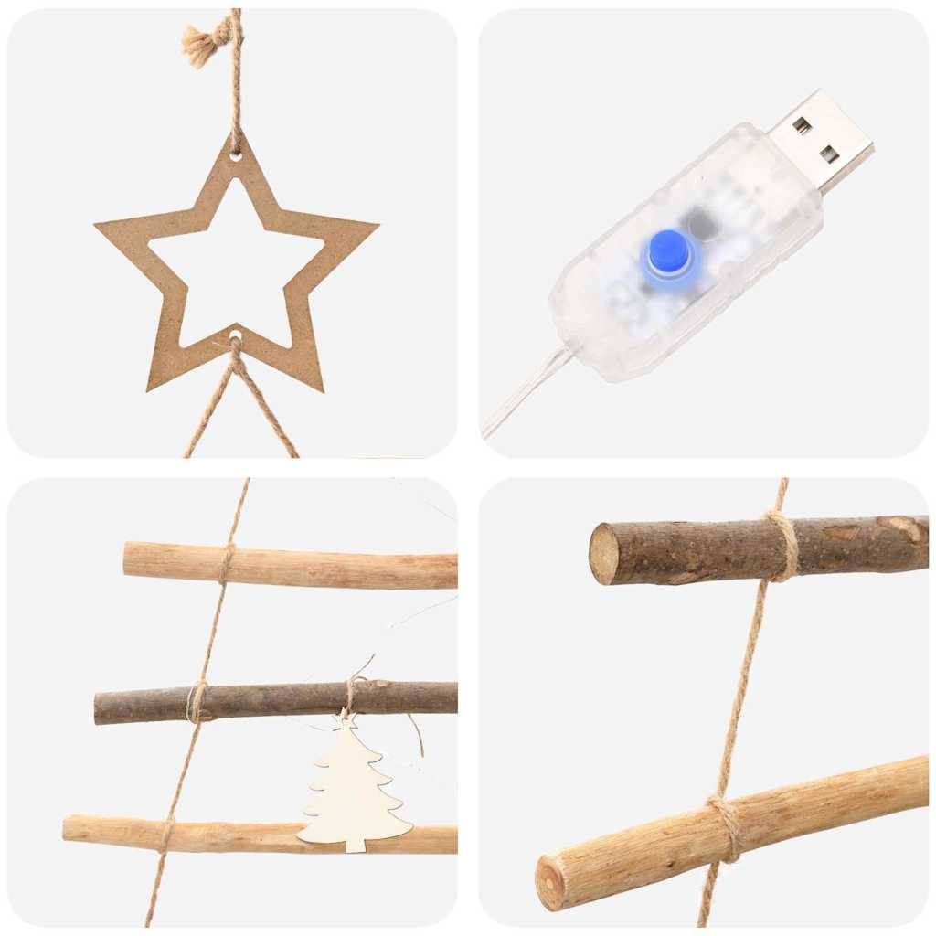 Christmas Tree with 80 LEDs Natural 150 cm Solid Ash wood