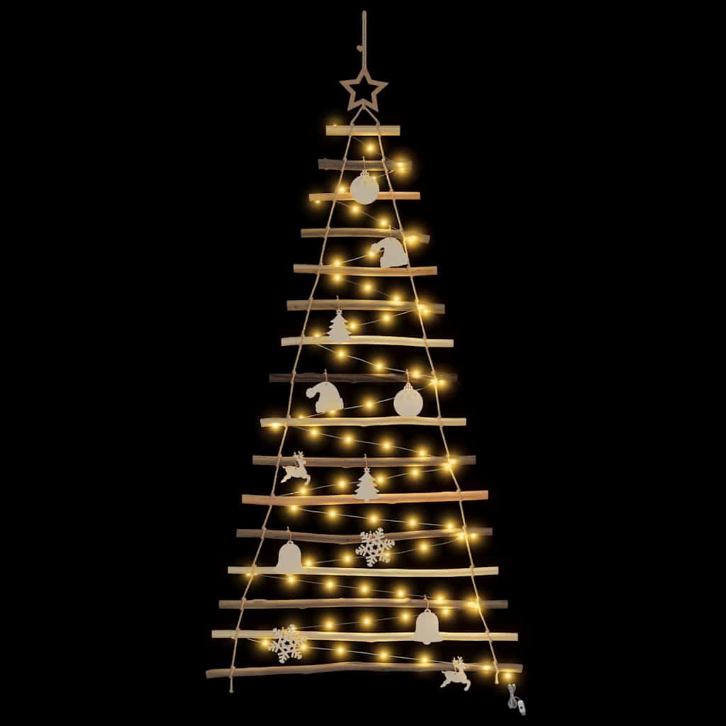Christmas Tree with 80 LEDs Natural 150 cm Solid Ash wood