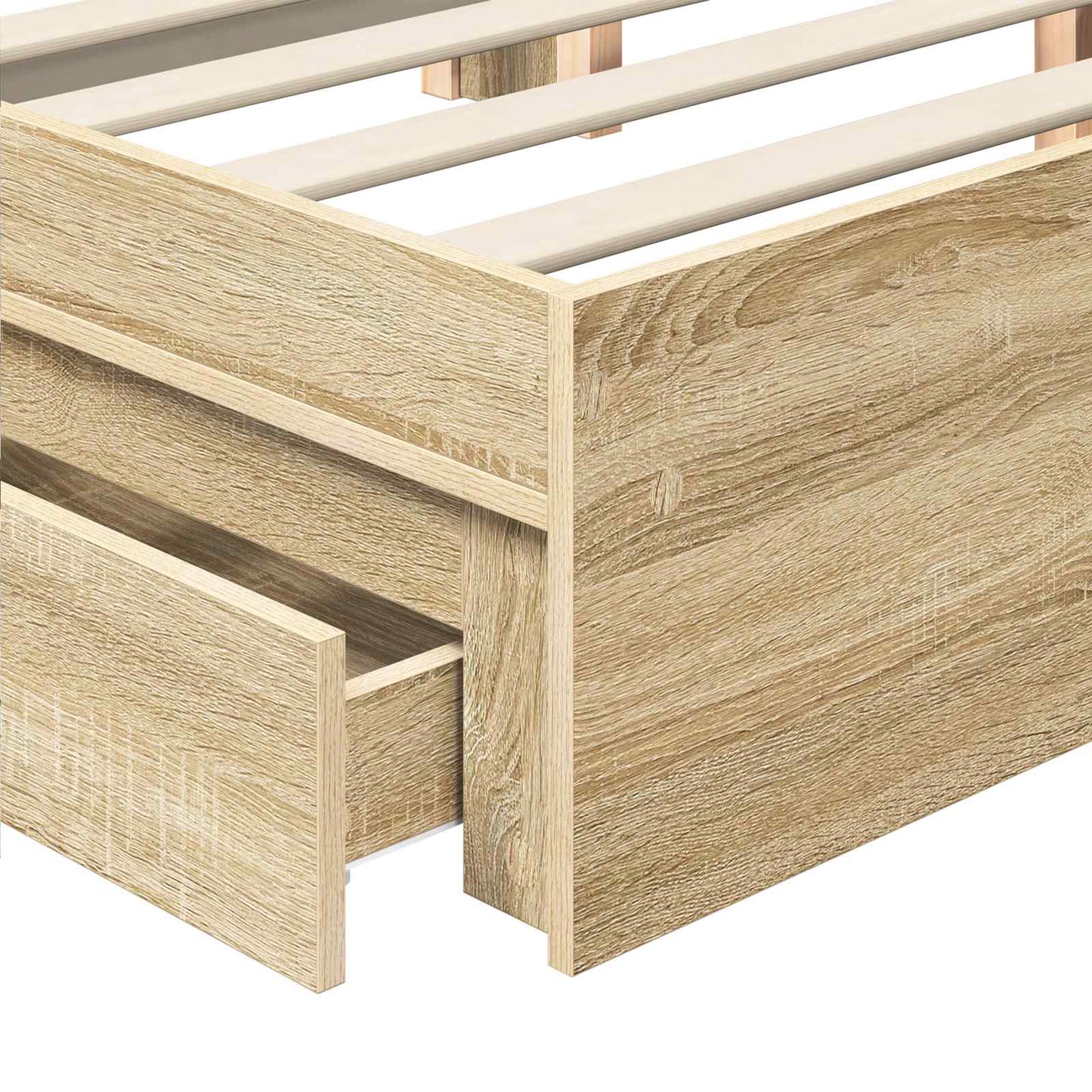 Storage Bed with Drawer Sonoma Oak 135 x 190 cm Engineered Wood