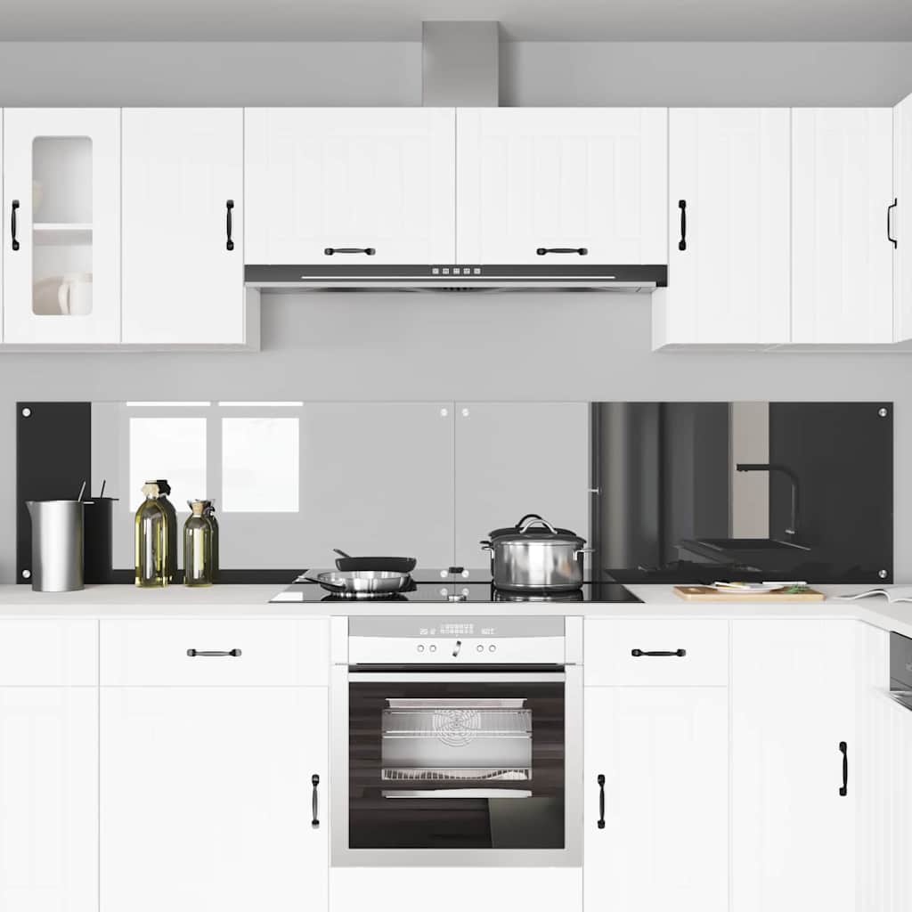Kitchen Backsplash 2 pcs Dark Grey 120 x 50 cm Tempered Glass
