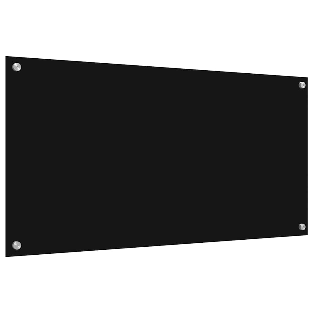 Kitchen Backsplash Black 100 x 50 x 0.8 cm Tempered Glass