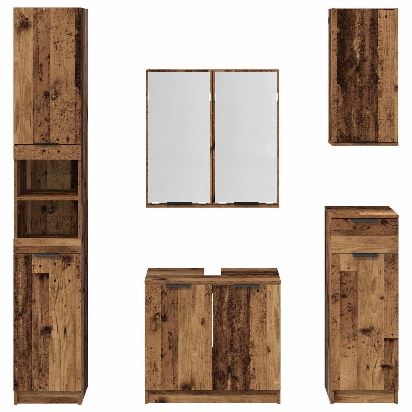 Bathroom Furniture Set with Door 5 pcs Old Wood Engineered Wood