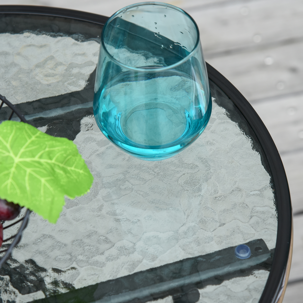 Folding Garden Table Round Foldable Table with Safety Buckle Black