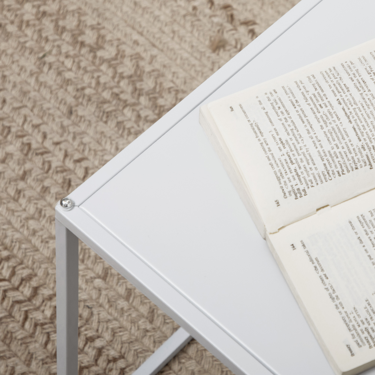 HOMCOM Nesting Coffee Table Set of 2, Nest of Tables with Steel Frame, White