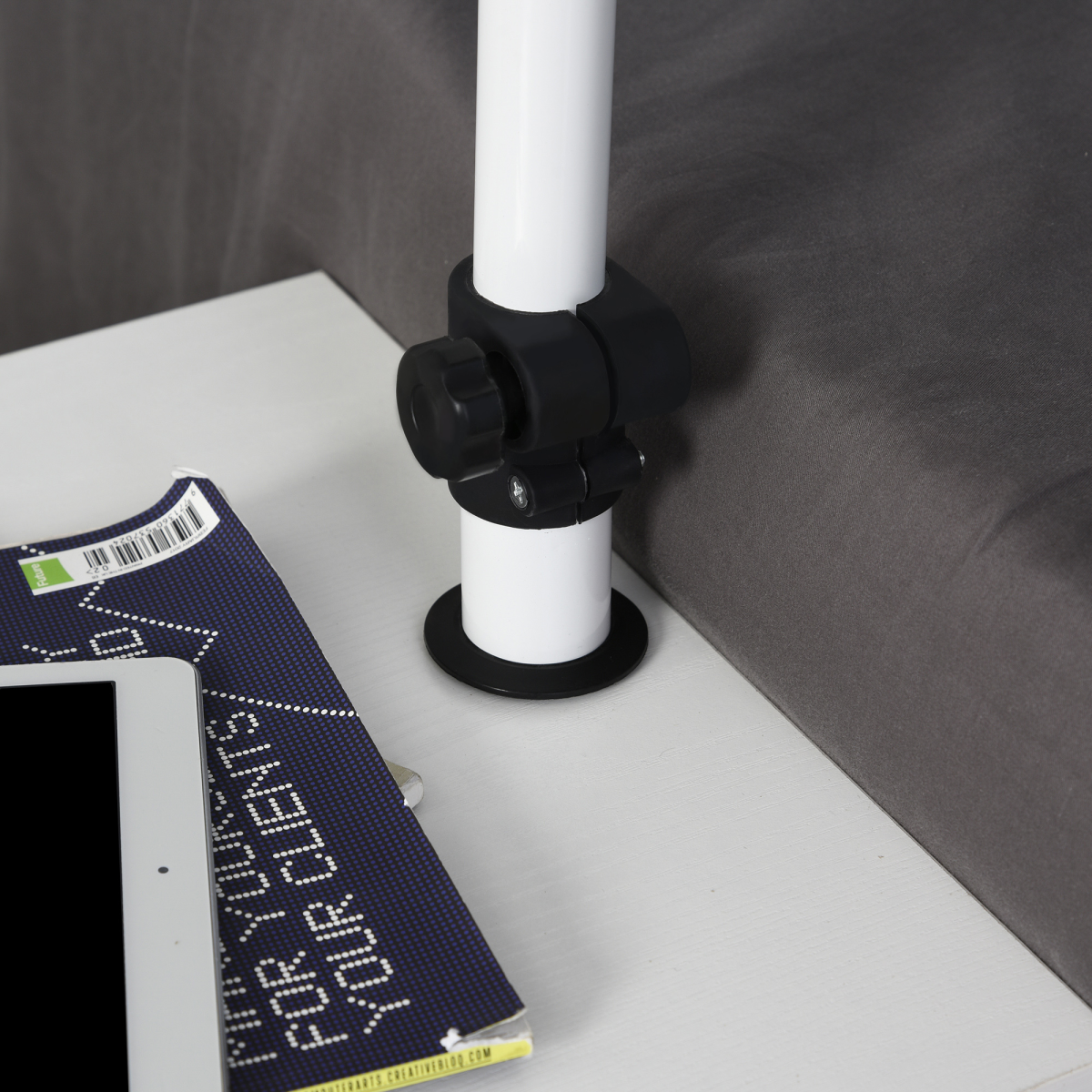 Particle Board 360 Rotation End Table w/ Storage Cabinet White