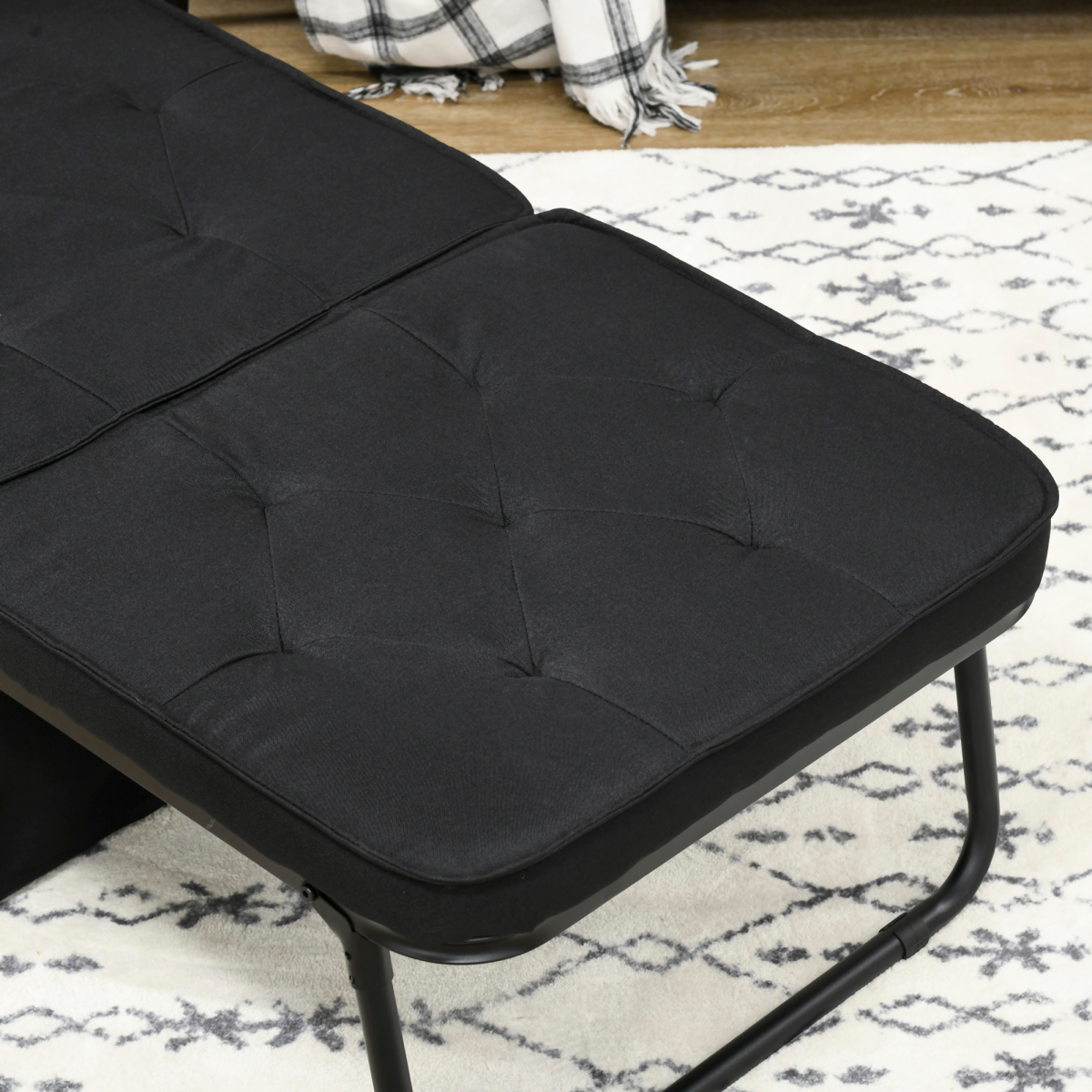 HOMCOM Folding Sleeper Chair Bed with Pillow and Side Pockets, Black