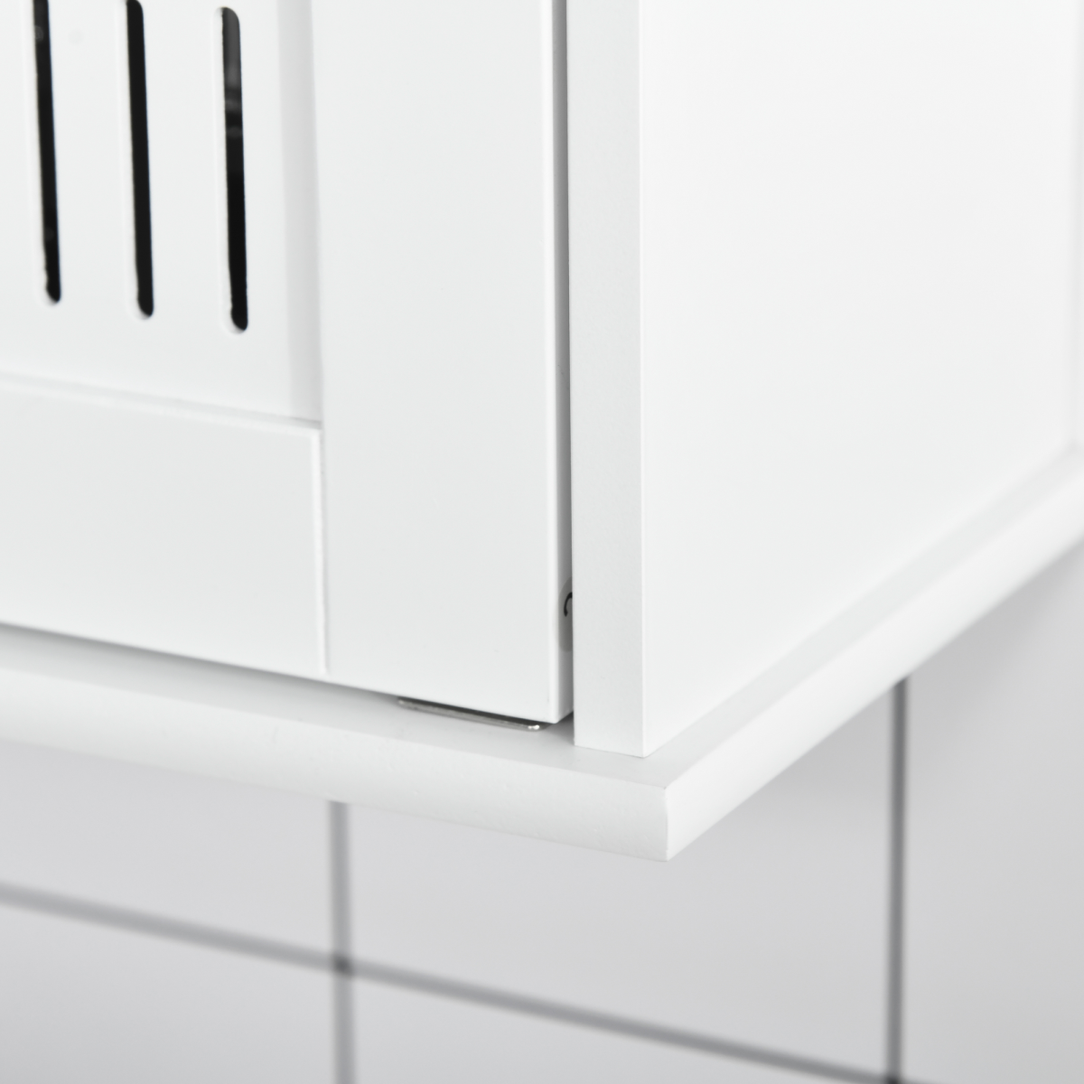 Bathroom Mirror Cabinet, Wall Mounted Storage Cupboard Double Doors White