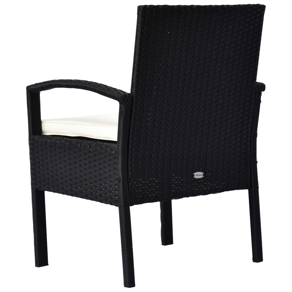 Outsunny 2 Seater Rattan Bistro Set, Steel-Black