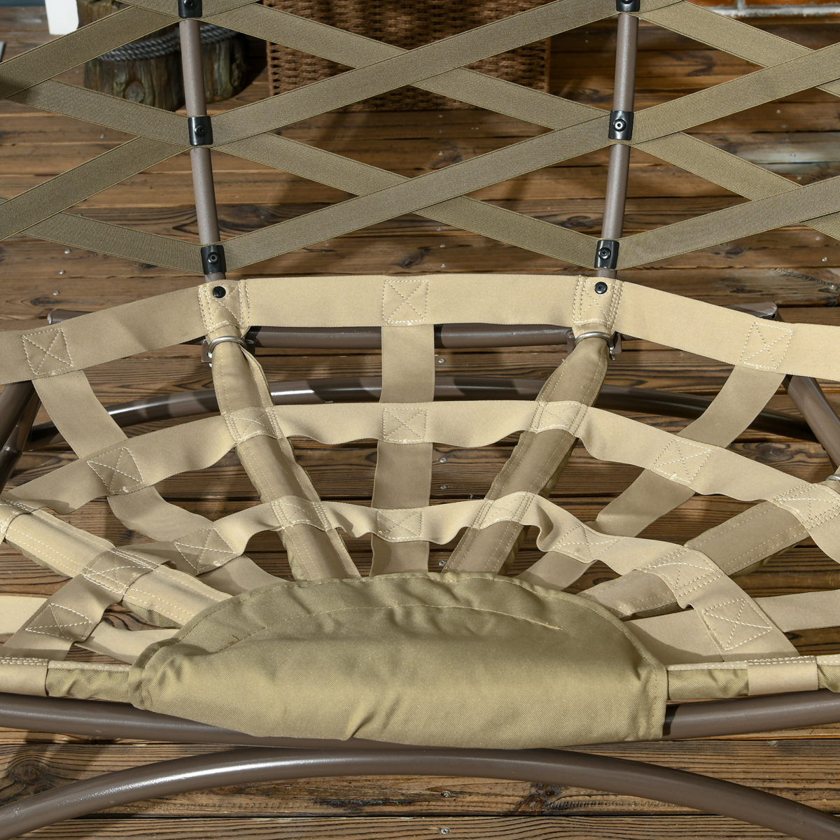 Outsunny 2 Seater Egg Chair Outdoor with Cushion, Cup Pockets - Khaki