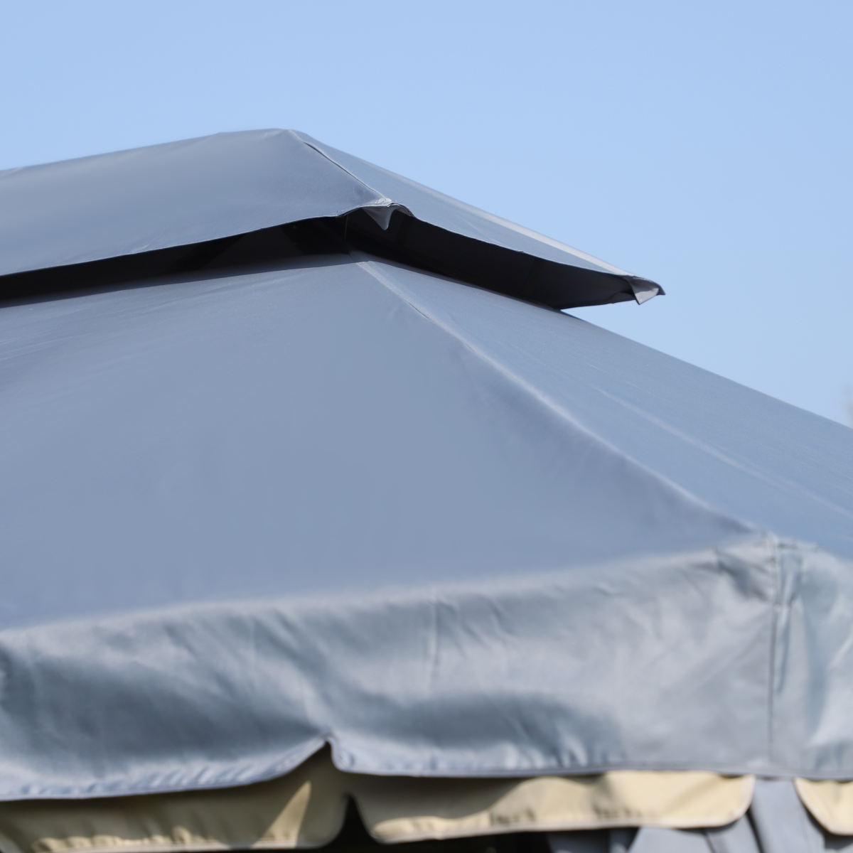3 x 4m Aluminium Gazebo with 2 Tiers Roof Garden Nets Sidewalls - Grey