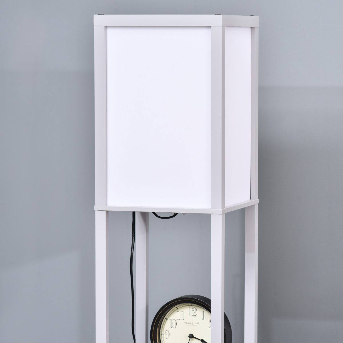 4-Tier Floor Lamp, Floor Light with Storage Shelf, Grey 3-Tier