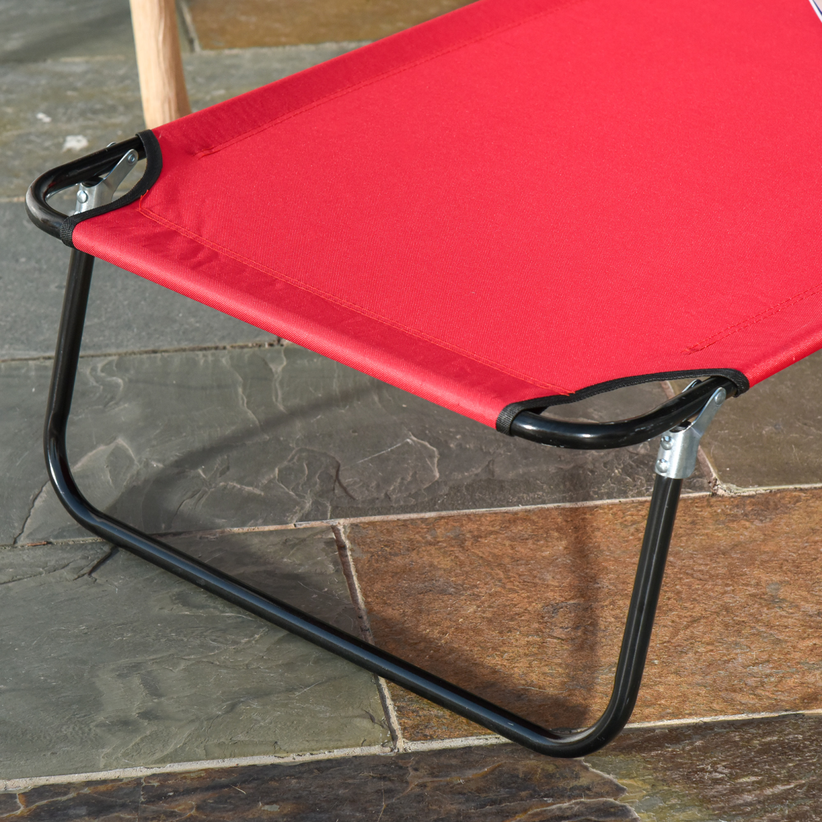 Outsunny Folding Sun Lounger Reclining Chair w/ Pillow Reading Hole Red