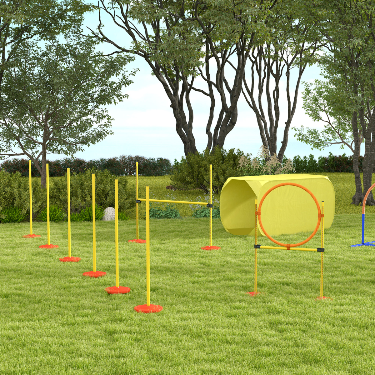 Outdoor 4 PCs Dog Pet Agility Training Equipment Backyard Starter Course Set