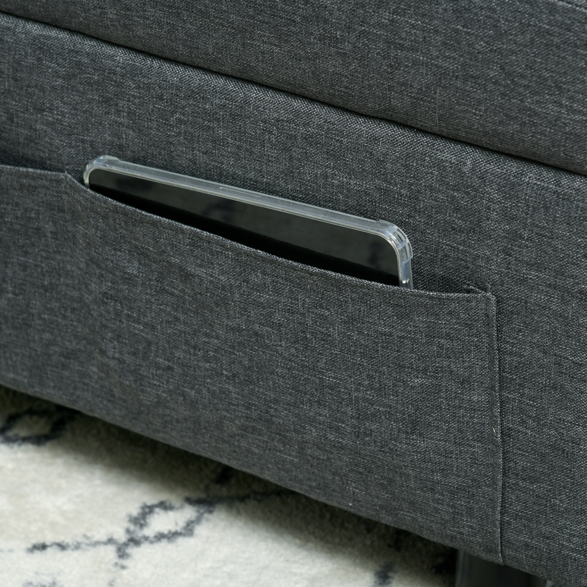 HOMCOM Folding Sofa Bed Adjustable Single Sleeper w/ Pillow Side Pocket, Grey