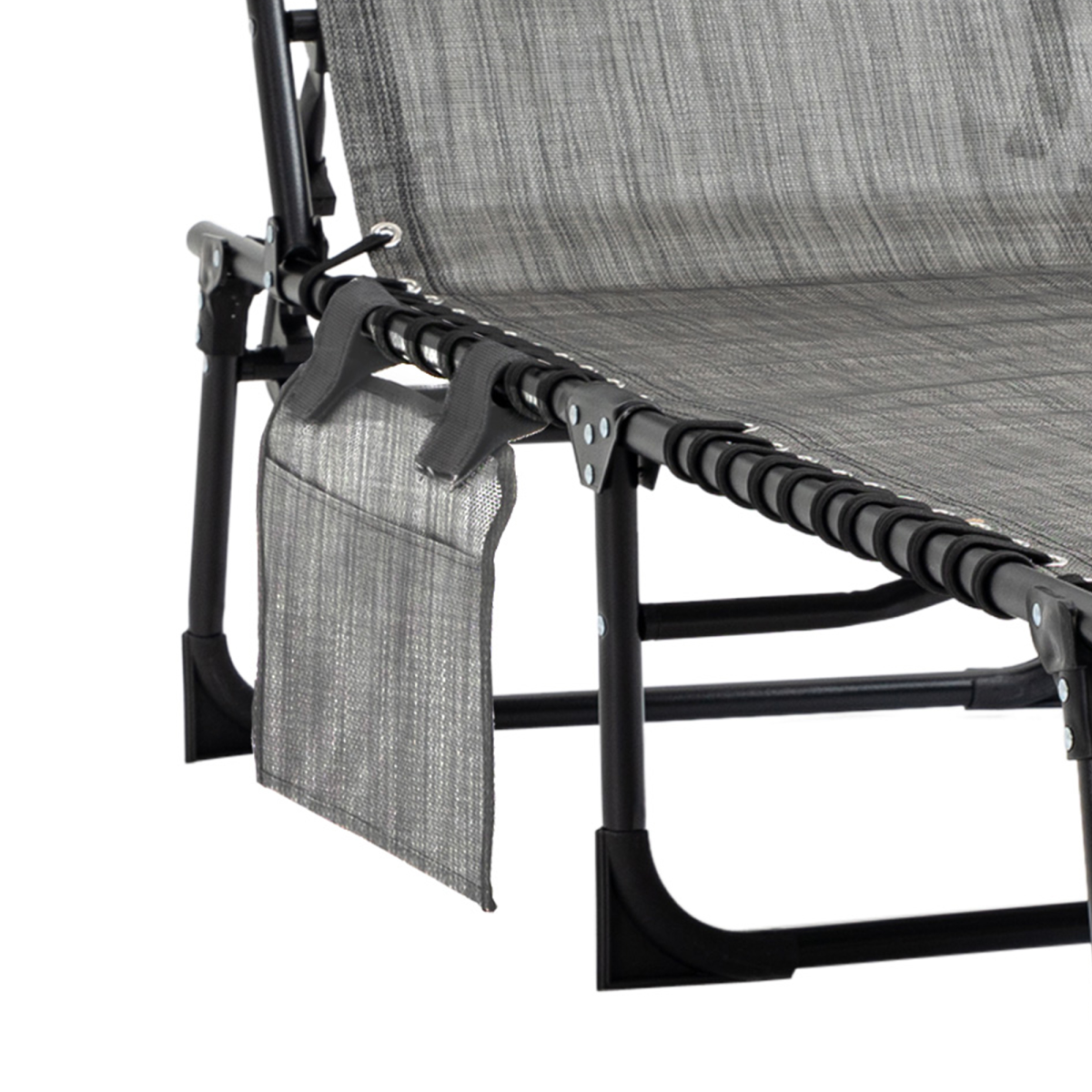 Portable Sun Lounger, Folding Camping Adjustable , Pillow Grey
