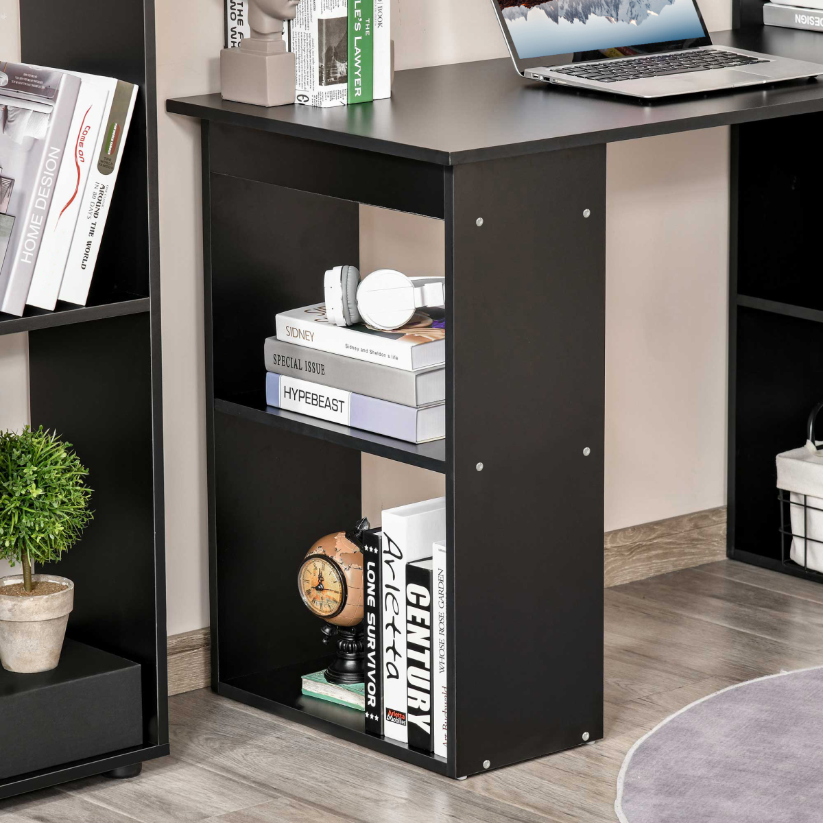 Computer Desk, 120Lx55Dx120H cm-Black