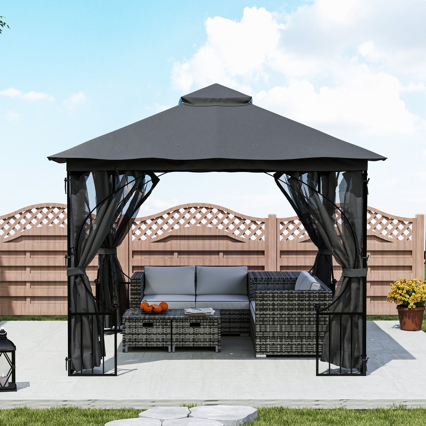 Outsunny Gazebo Party Tent Canopy Sun Shade for Patio Garden 3x3(m)