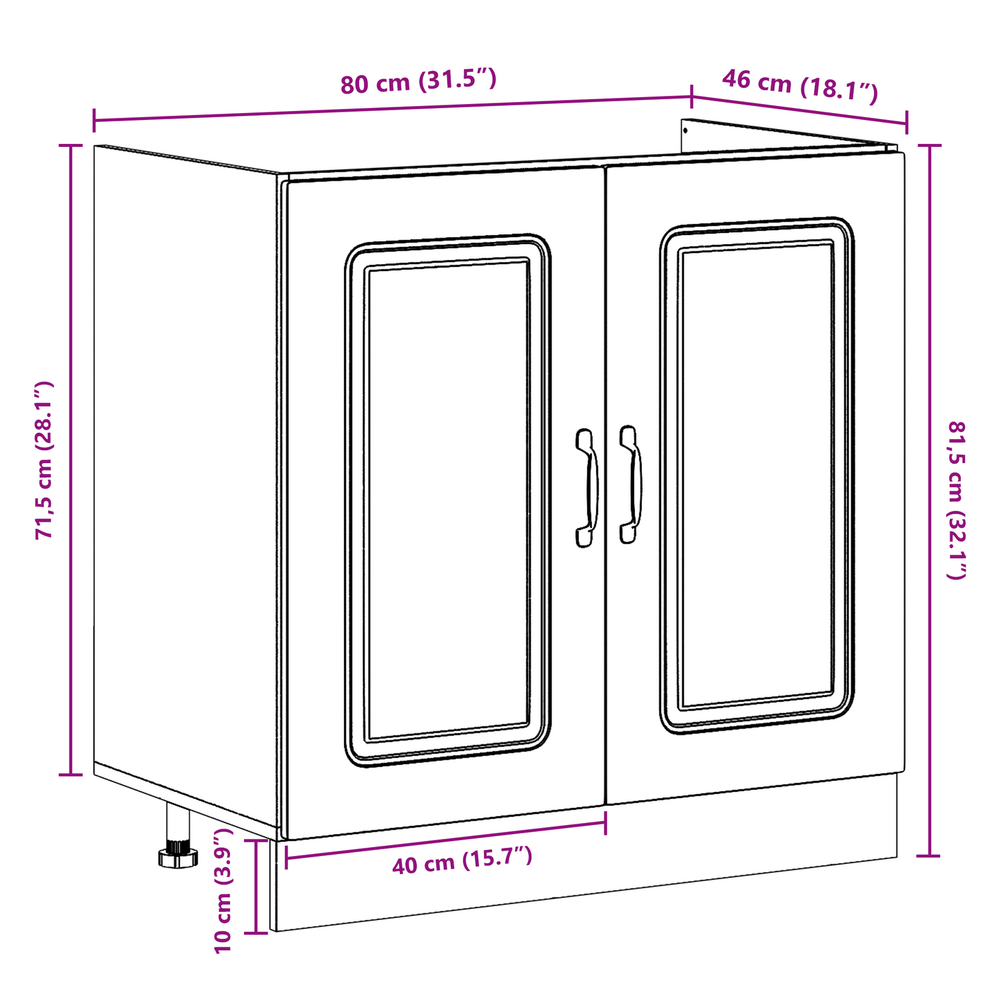 Kitchen Cabinet with Door Kalmar 2 pcs Grey 80 x 46 x 81.5 cm