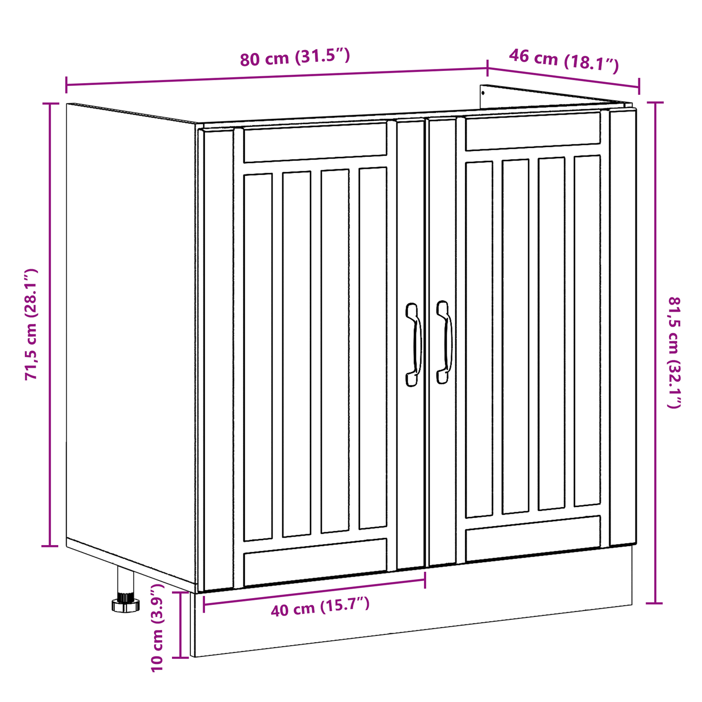 Kitchen Cabinet with Door Lucca 2 pcs White 80 x 46 x 81.5 cm