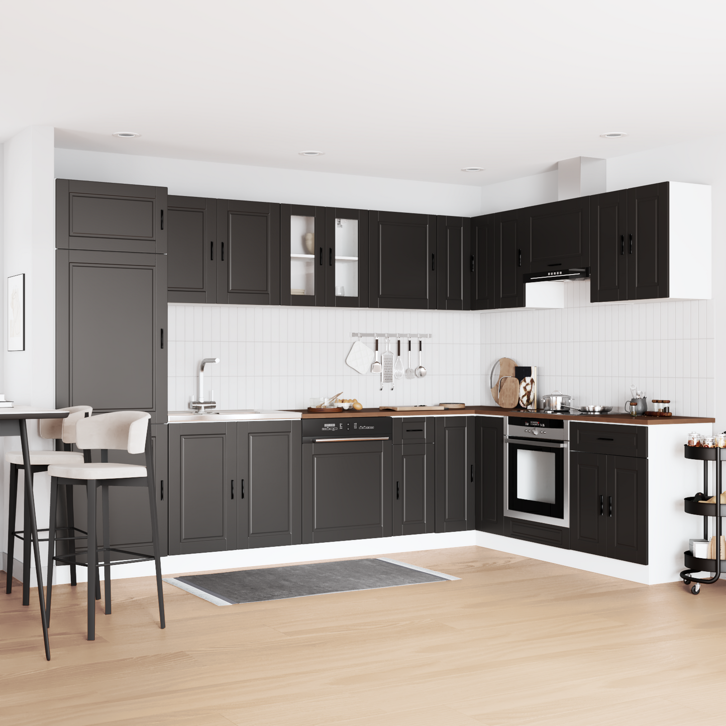 Sink Base Cabinet with Door Porto 2 pcs Black 80 x 46 x 84.5 cm