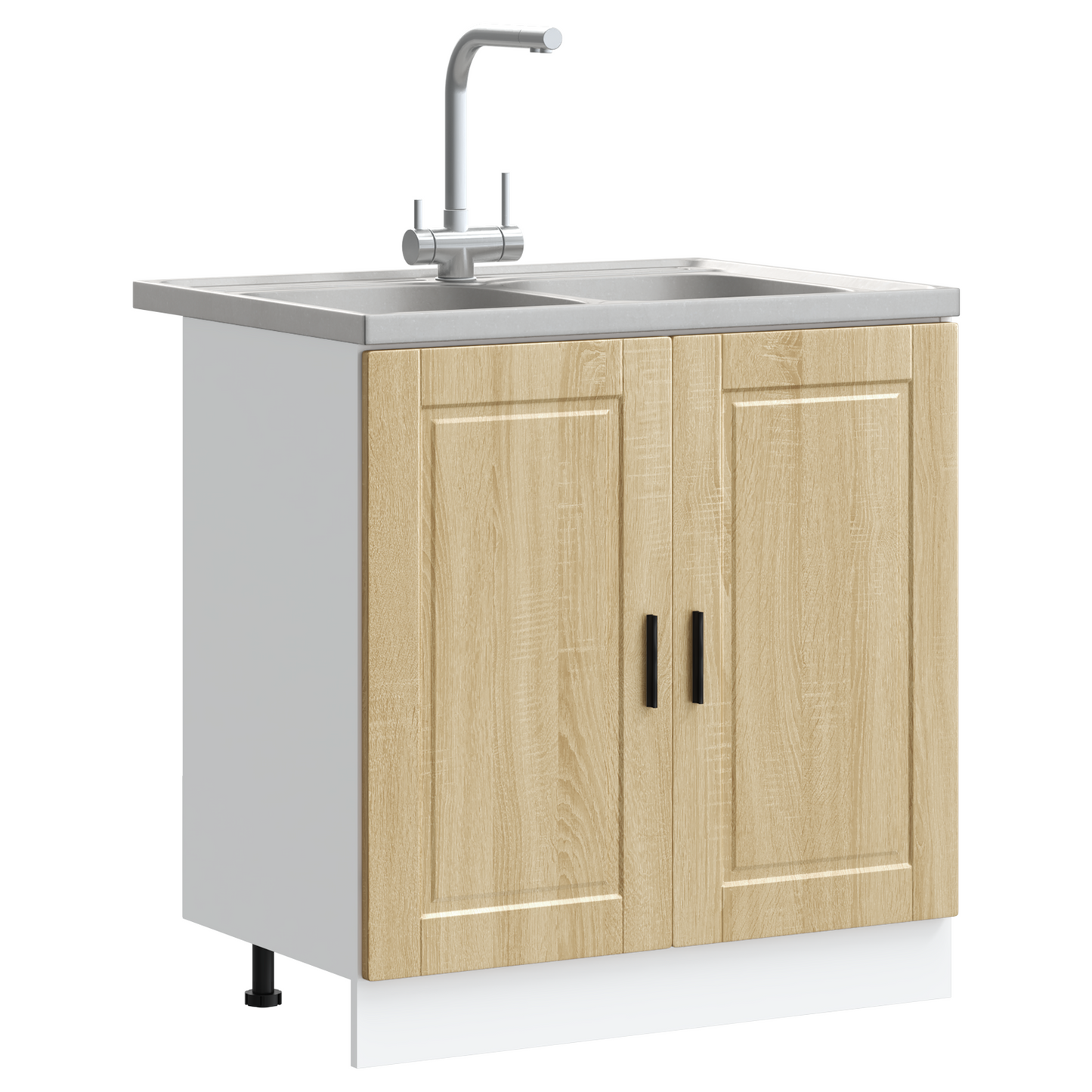 Sink Base Cabinet with Door Porto 2 pcs Brown 80 x 46 x 84.5 cm