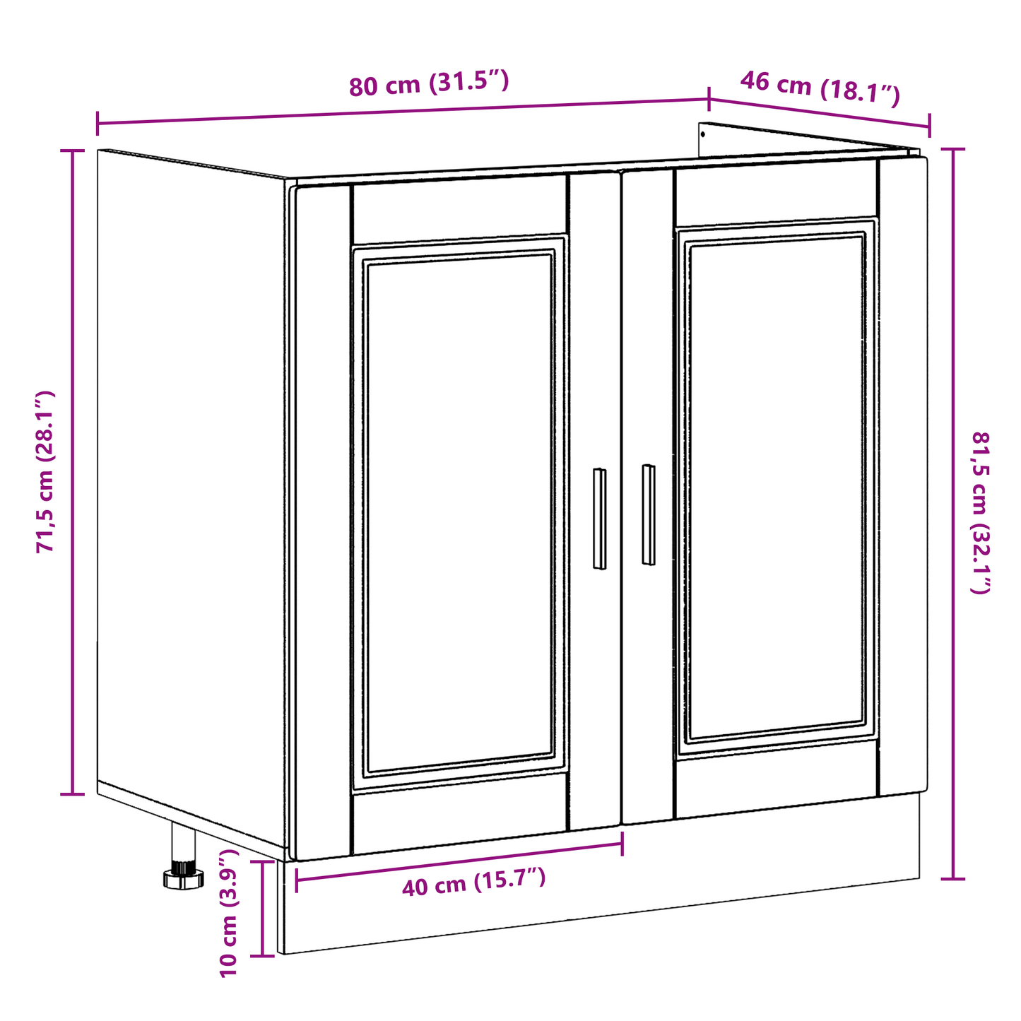 Sink Base Cabinet with Door Porto 2 pcs Brown 80 x 46 x 84.5 cm