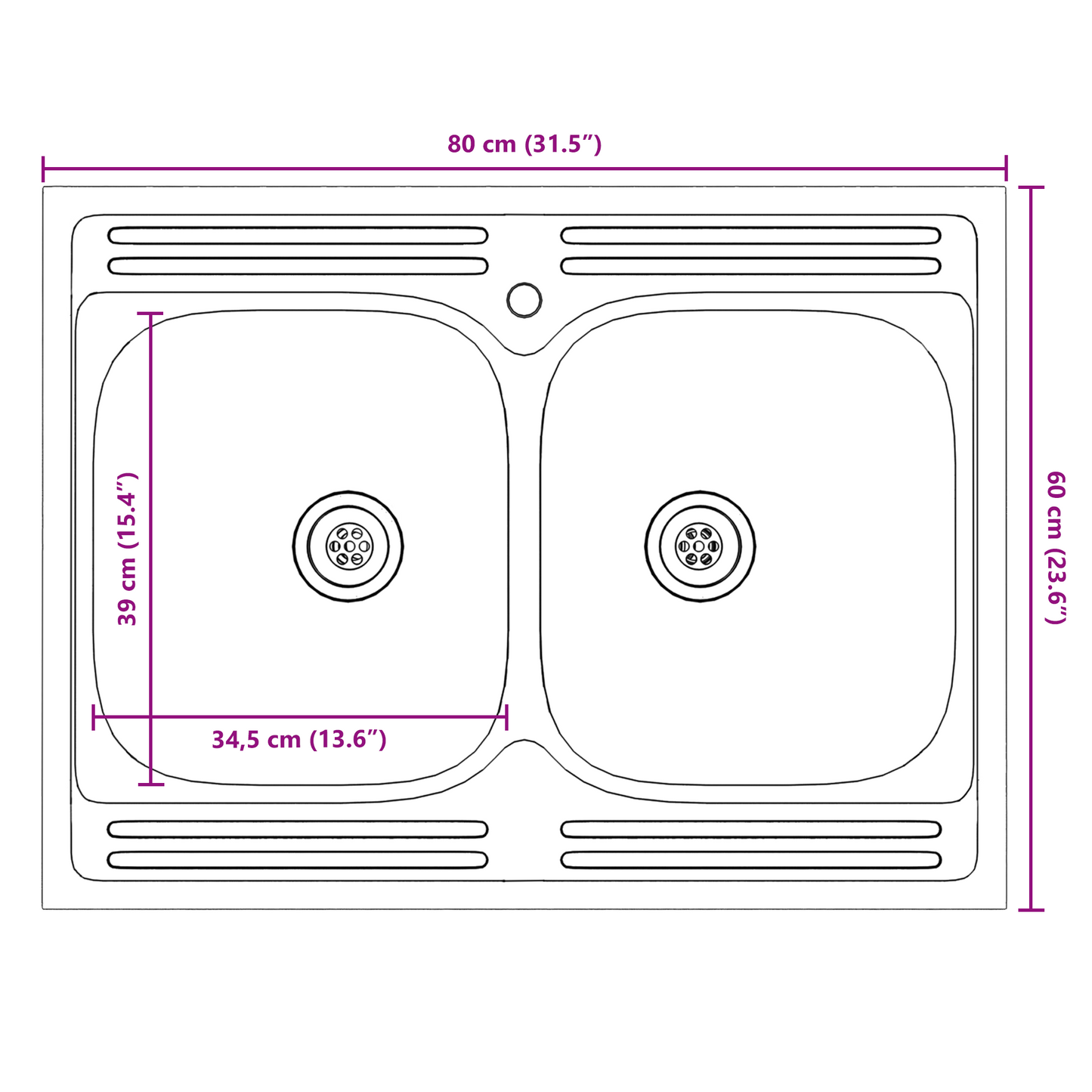Sink Base Cabinet with Door Porto 2 pcs Brown 80 x 46 x 84.5 cm