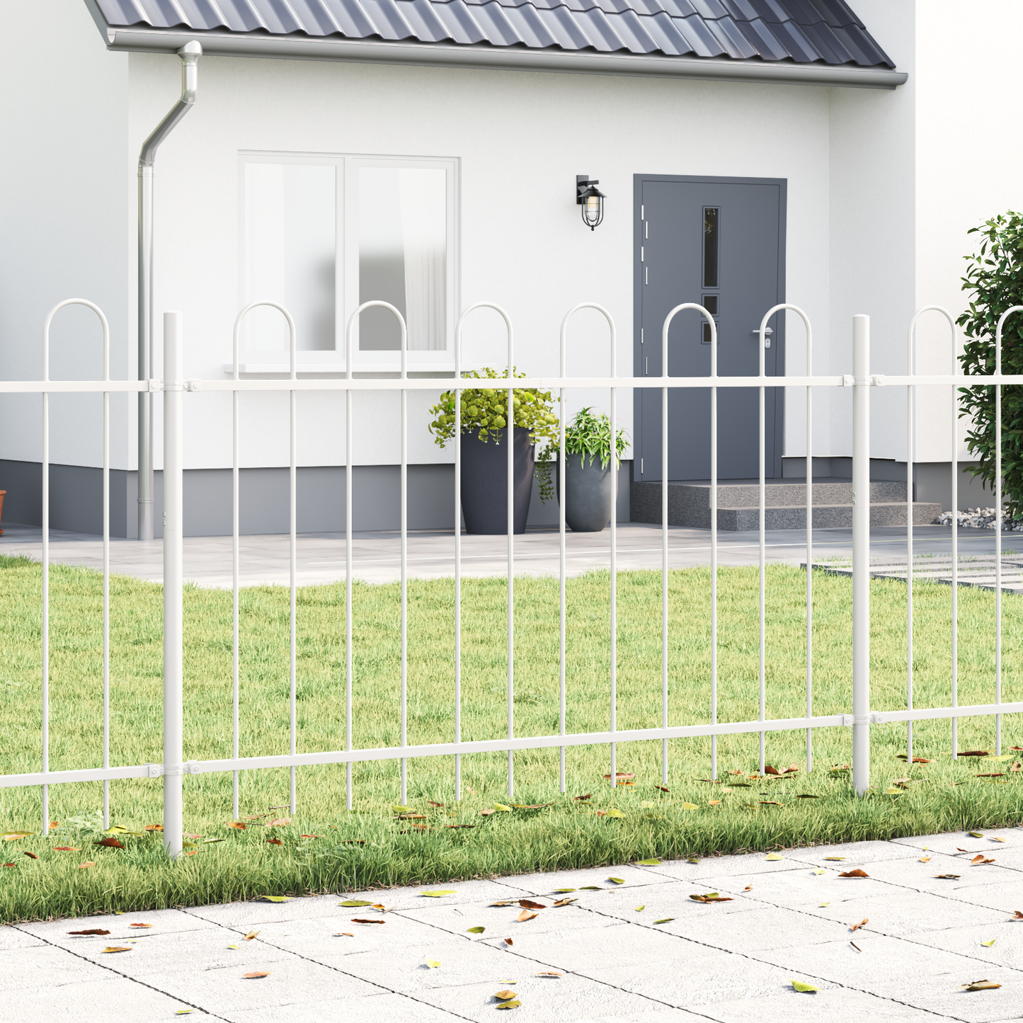 Garden Fence White 3.4 x 1 m Powder-coated steel
