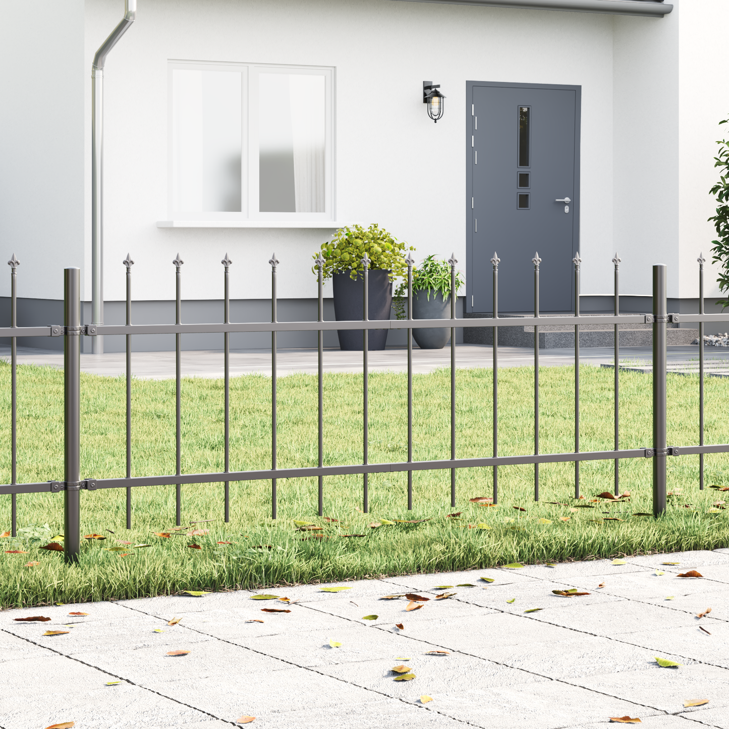 Garden Fence Grey 5.1 x 0.6 m Powder-coated steel