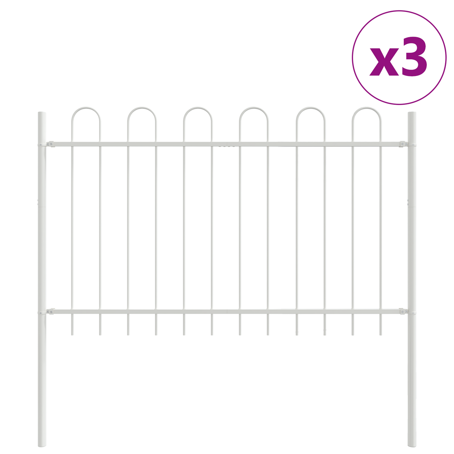 Garden Fence White 5.1 x 0.8 m Powder-coated steel