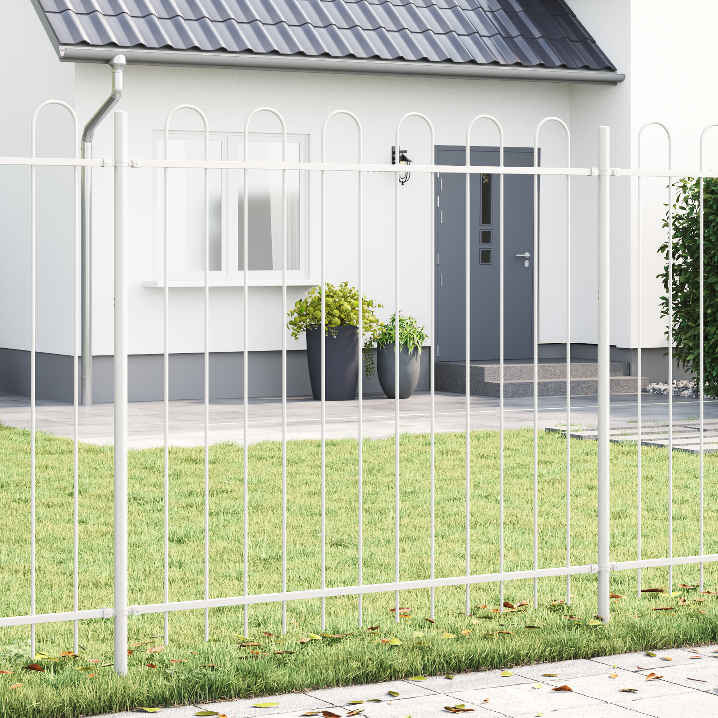 Garden Fence White 5.1 x 1.5 m Powder-coated steel