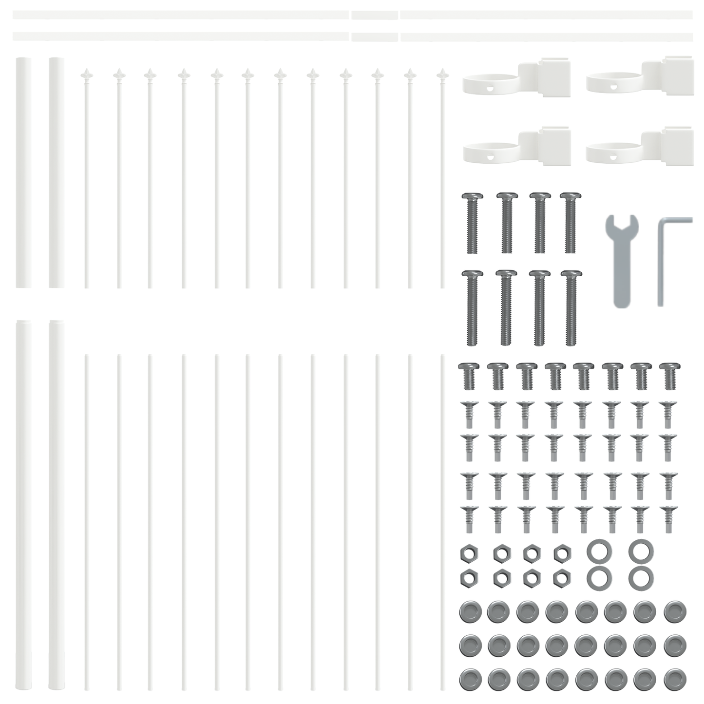 Garden Fence White 6.8 x 1.5 m Powder-coated steel