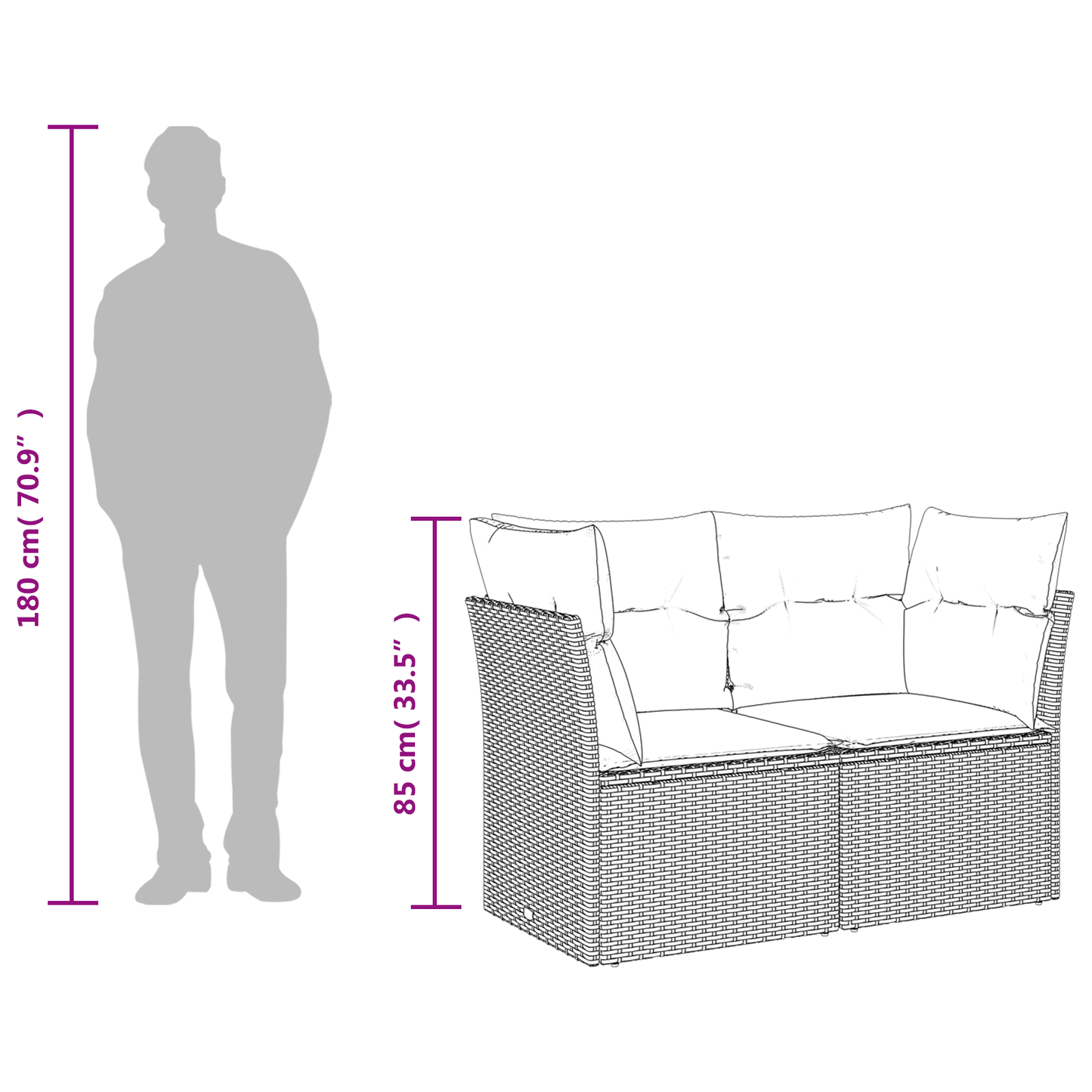 Garden Sofa 8 pcs Grey and navy 124 x 62 x 69 cm Poly rattan