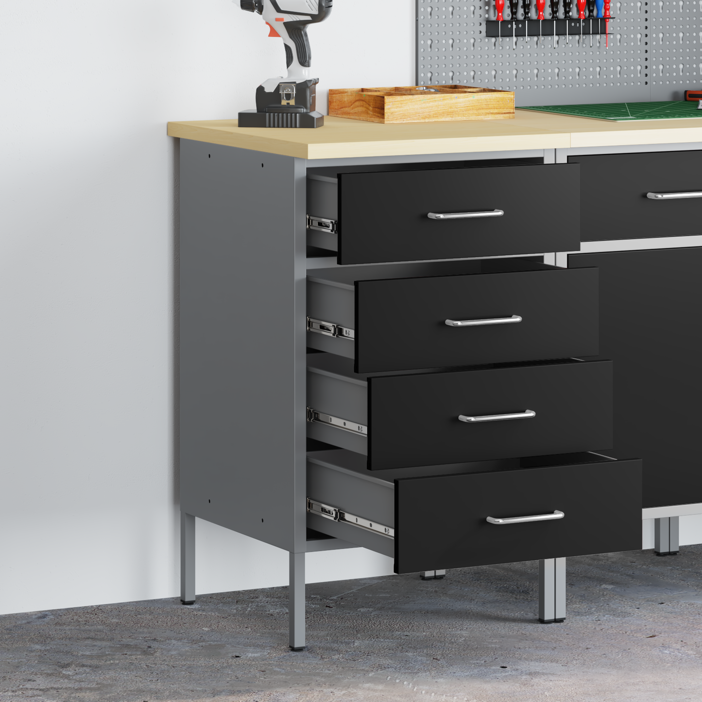 Workbench Black and grey 50 x 55 x 85 cm Powder-coated steel