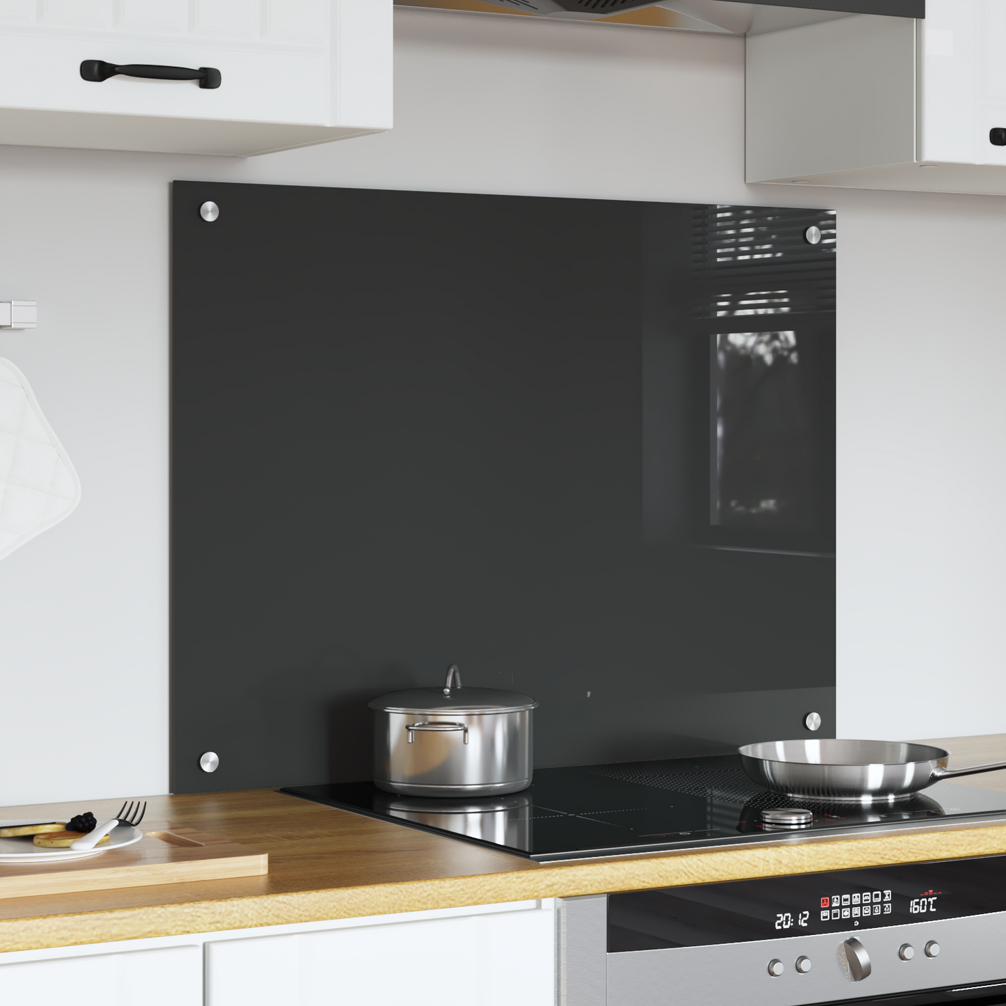 Kitchen Backsplash Dark grey 80 x 60 x 0.6 cm Tempered Glass