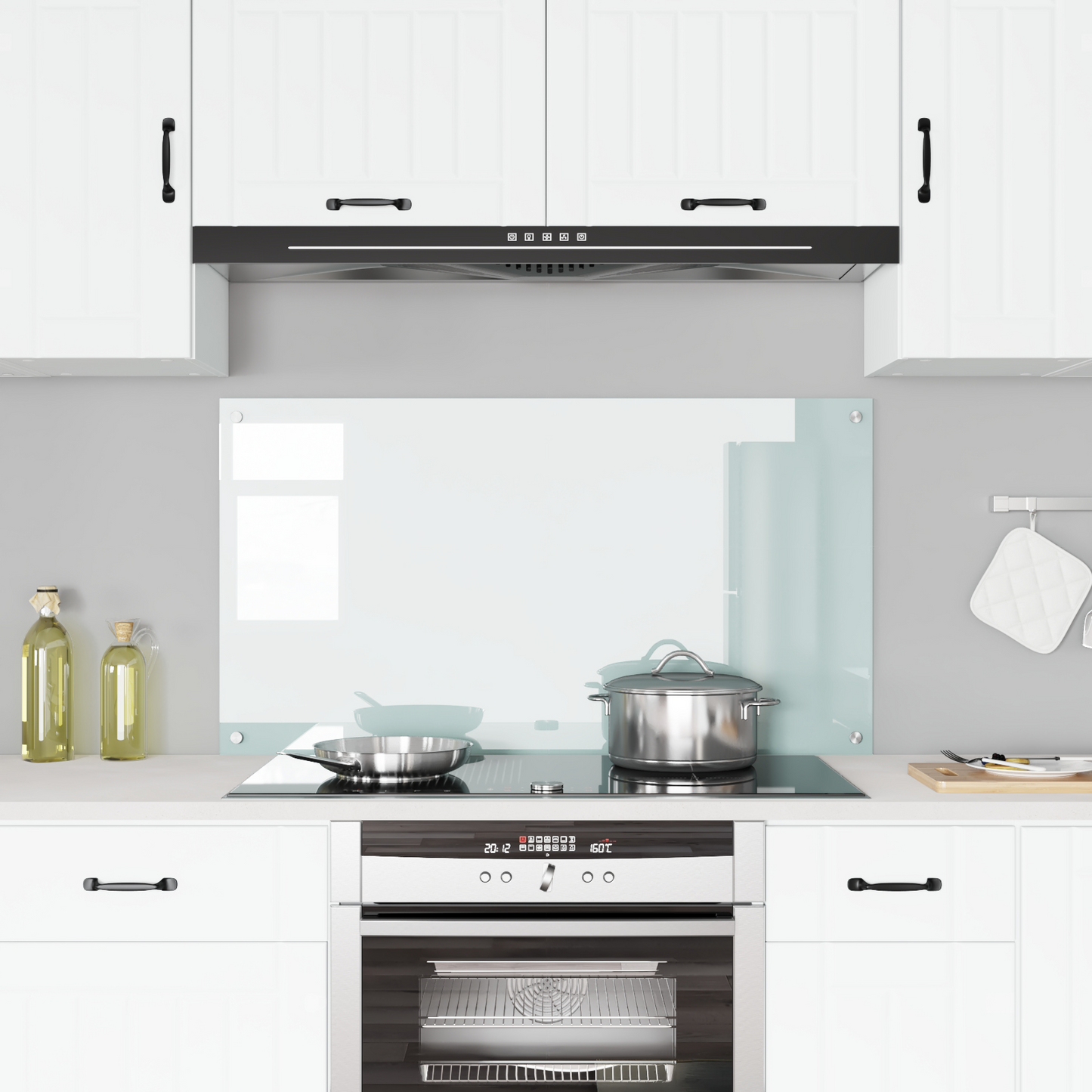 Kitchen Backsplash White 110 x 60 x 0.6 cm Tempered Glass