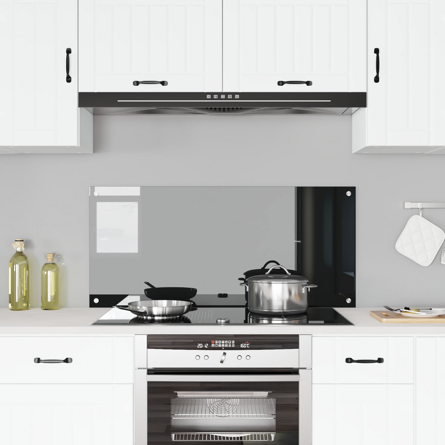Kitchen Backsplash Black 110 x 50 x 0.6 cm Tempered Glass