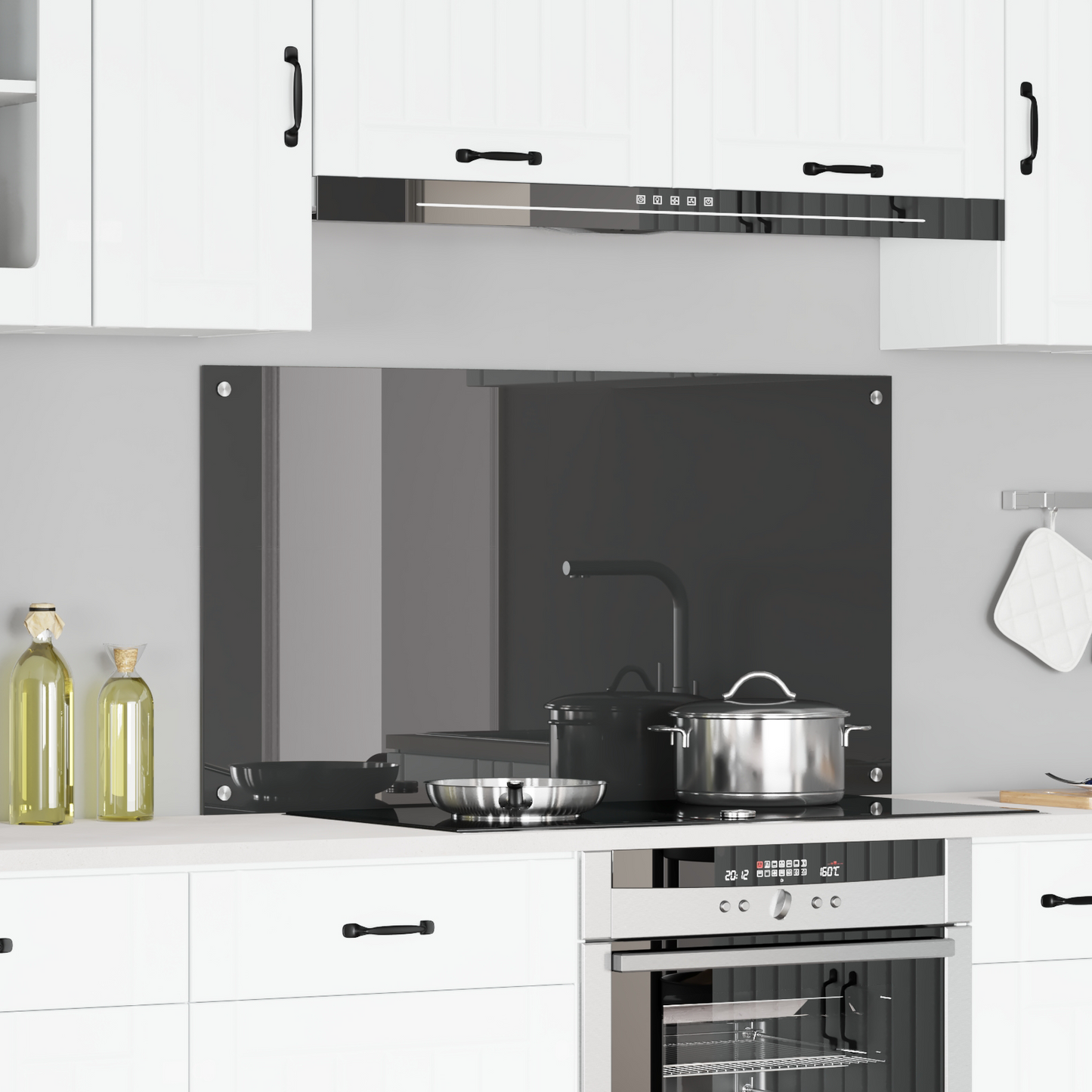 Kitchen Backsplash Dark grey 110 x 60 x 0.6 cm Tempered Glass