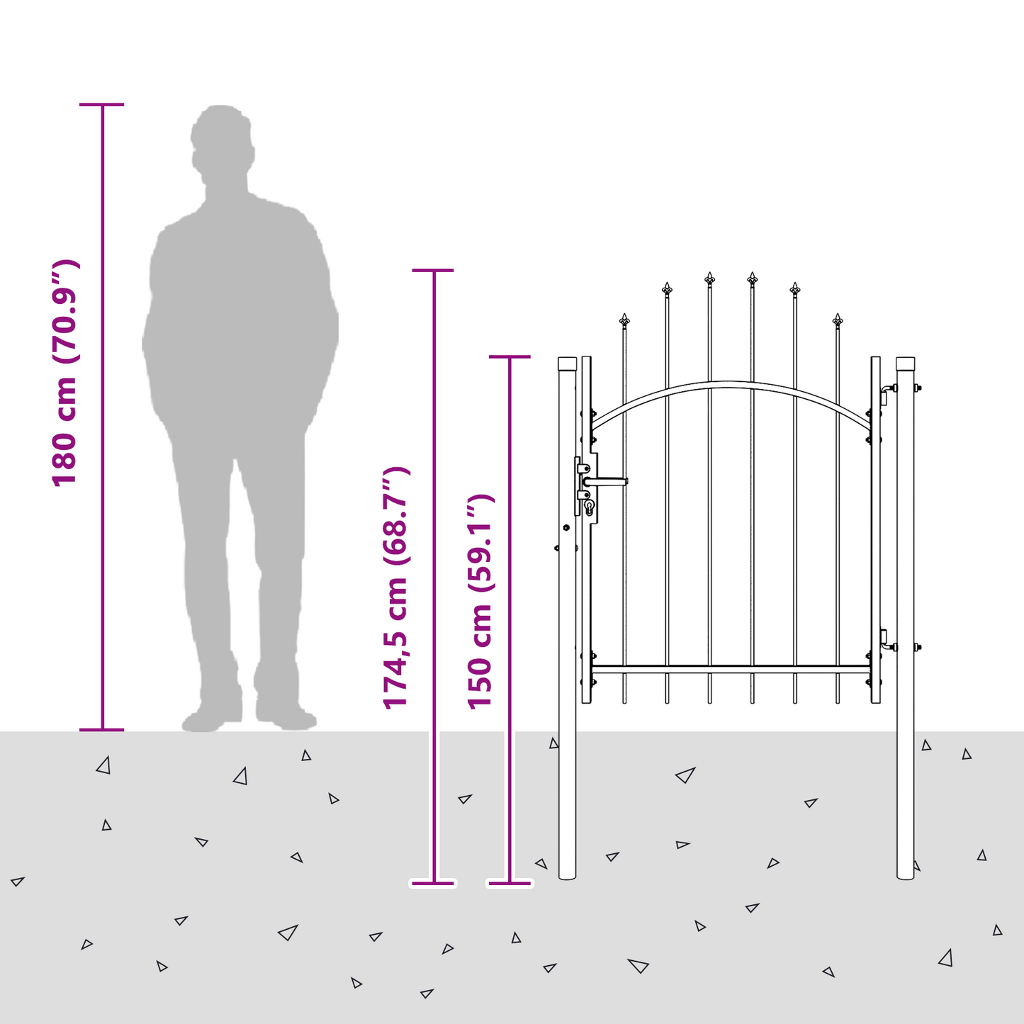 Garden Gate with Lock Grey 100 x 125 cm Steel