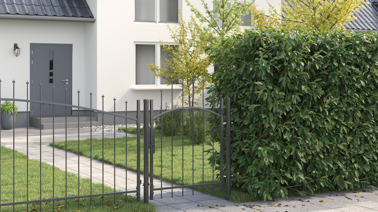 Garden Gate with Lock Grey 100 x 150 cm Steel