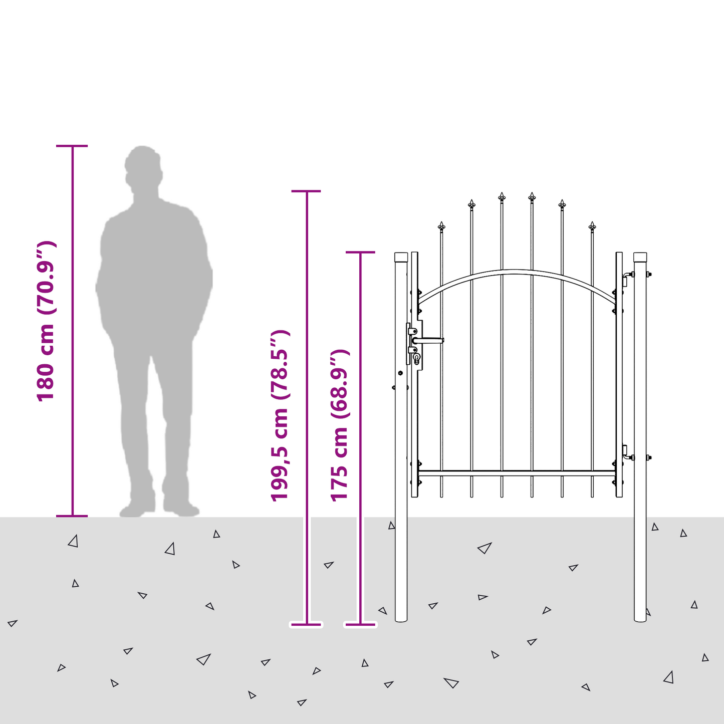 Garden Gate with Lock Grey 100 x 150 cm Steel
