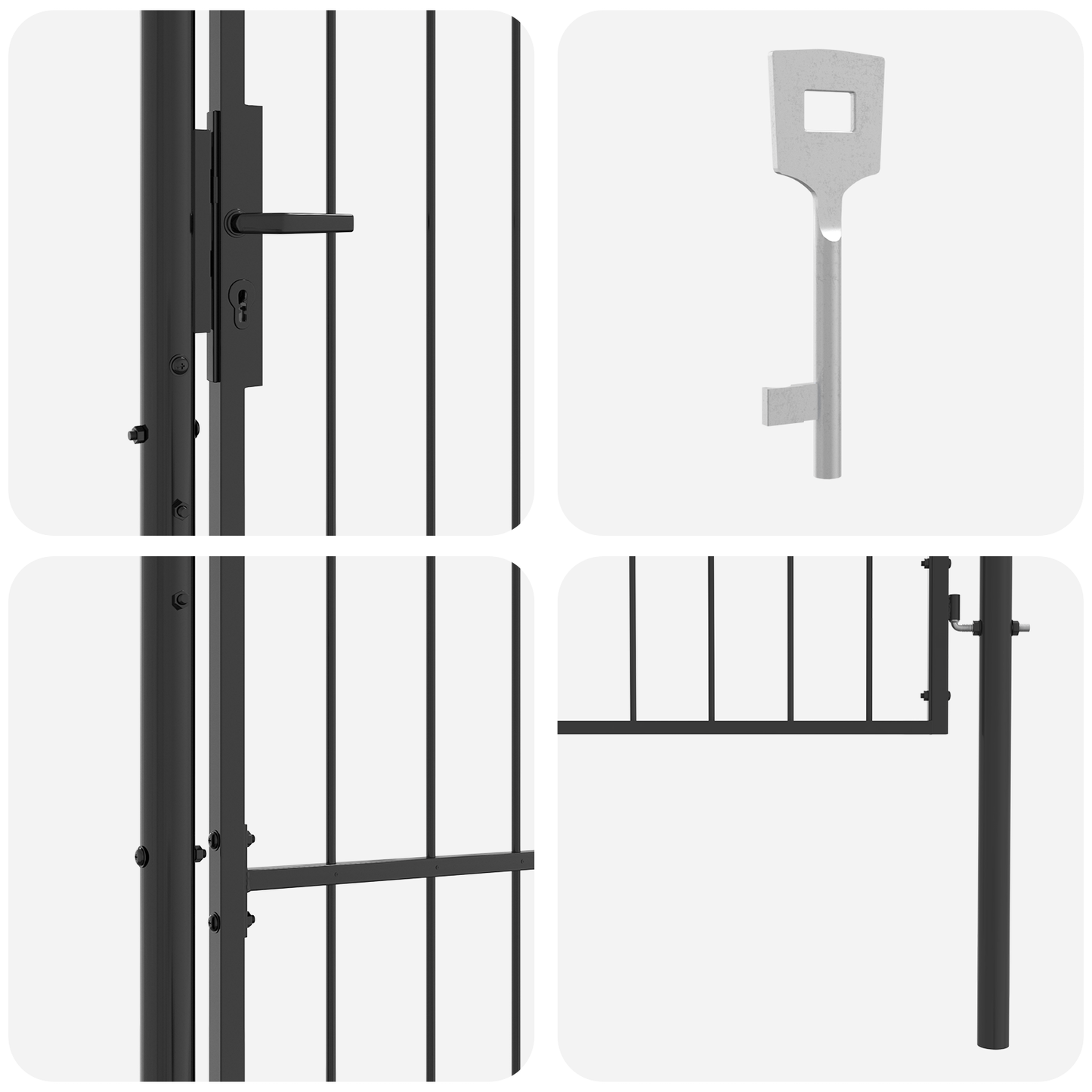 Garden Gate with Lock Grey 100 x 200 cm Steel